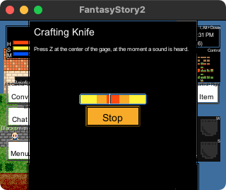 Crafting knife window. Stop the gauge that moves from side to side the moment you hear a sound!