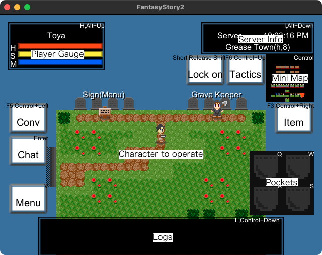 In the default setting, there is a character to operate in the center of the screen, and various UIs are displayed around the screen.